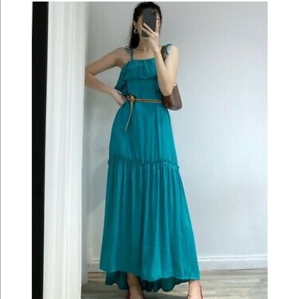NWT Zara Turquoise Ruffled Dress - Picture 8 of 13